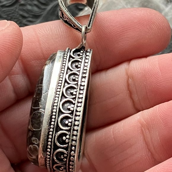 Turitella Fossiliferous Elimia Agate Crystal Stone Jewelry Pendant - Picture 6 of 8